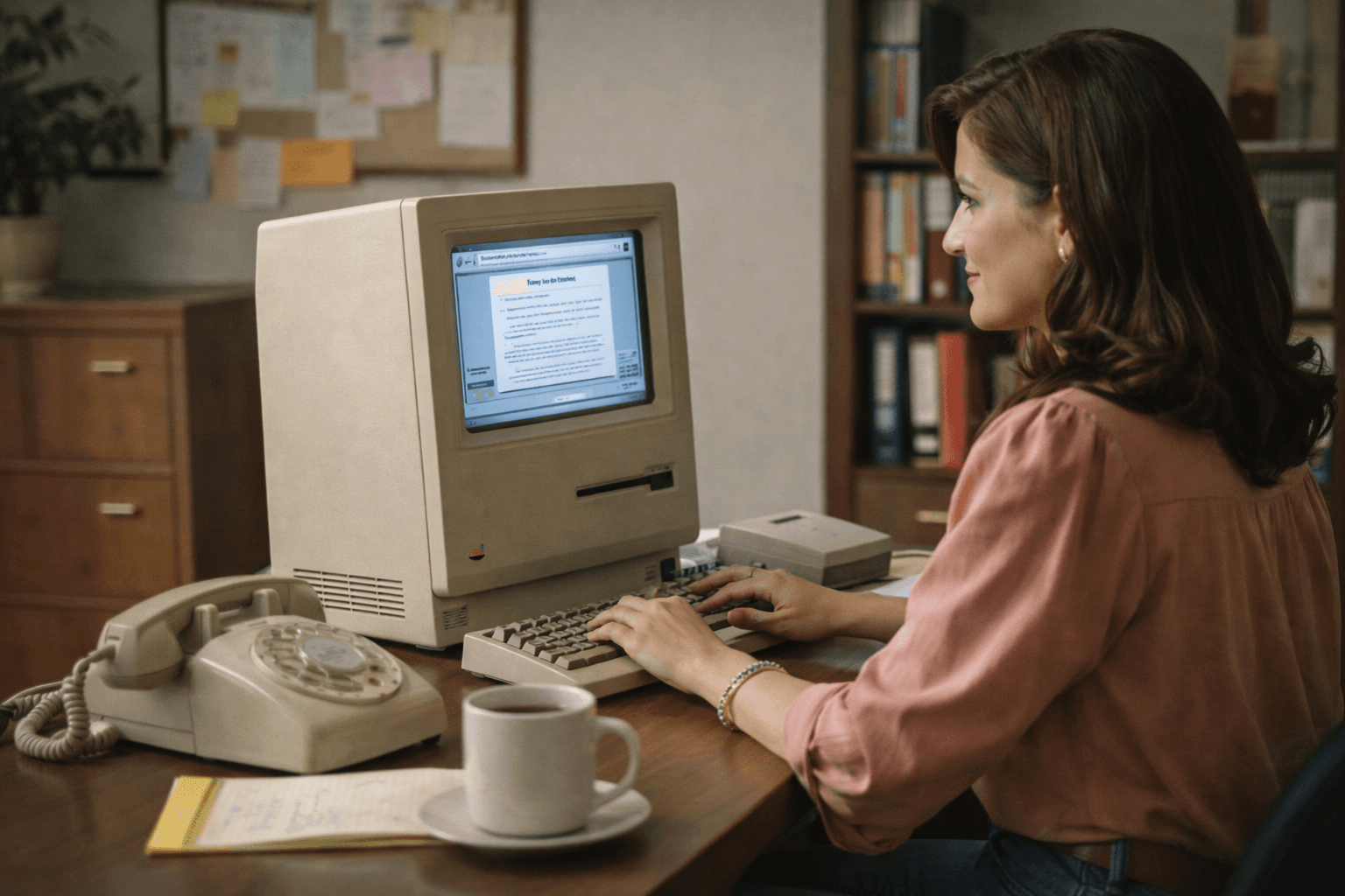 Sofia at her desk working on her computer